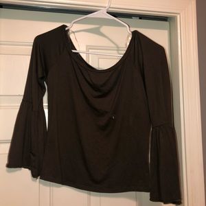Off the shoulder dark olive green
